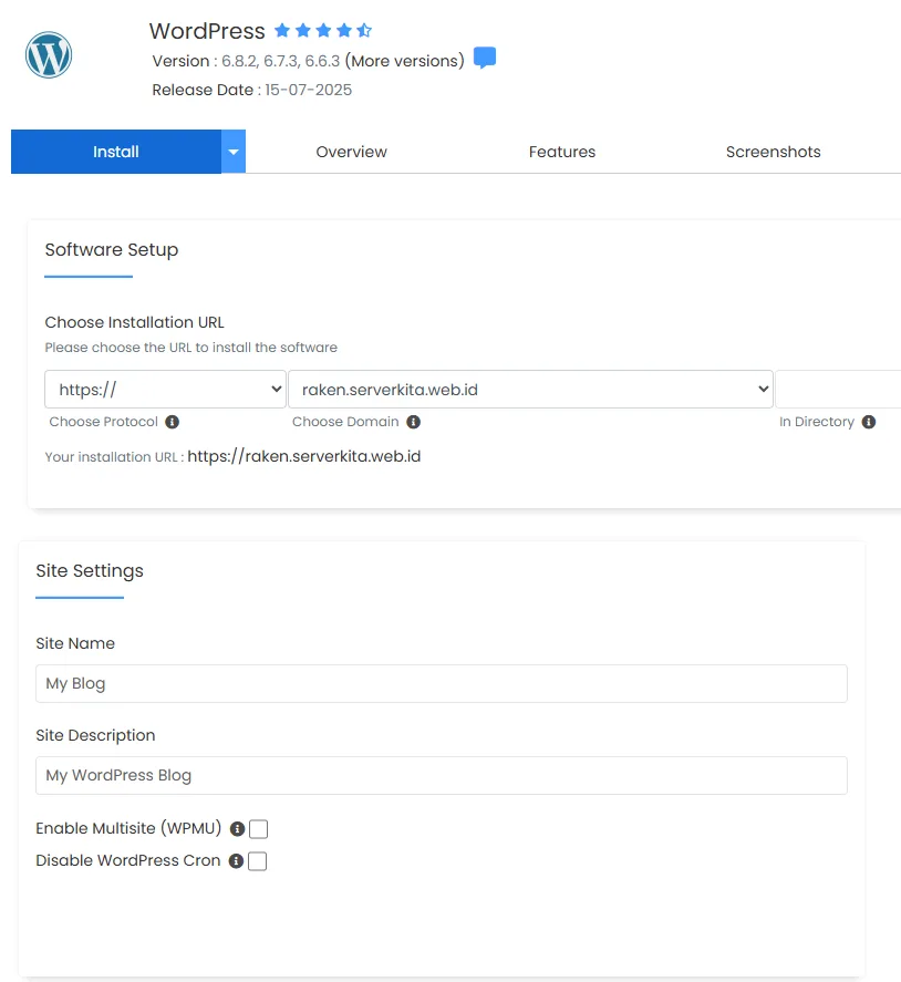 install wordpress